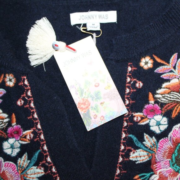 NWT Johnny Was Biya JWLA Split Neck Cashmere Knit Sweater Pullover Top M - Picture 3 of 6